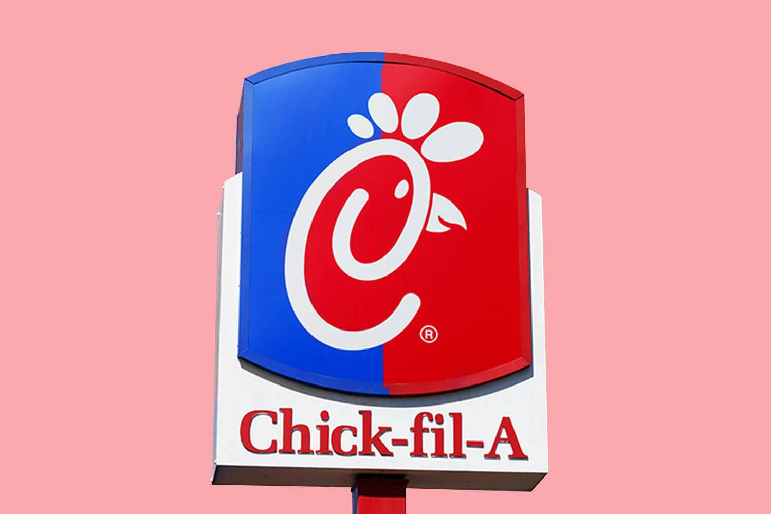 A Chick-fil-A sign that is turning blue 