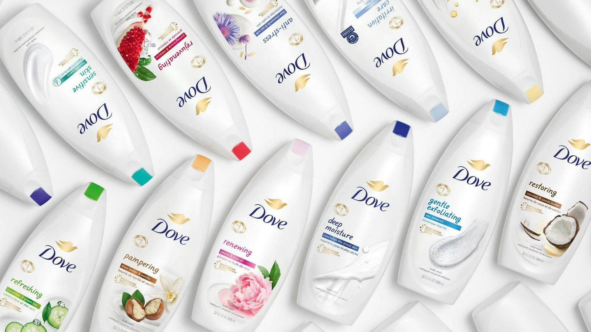 Bottles of Dove body wash