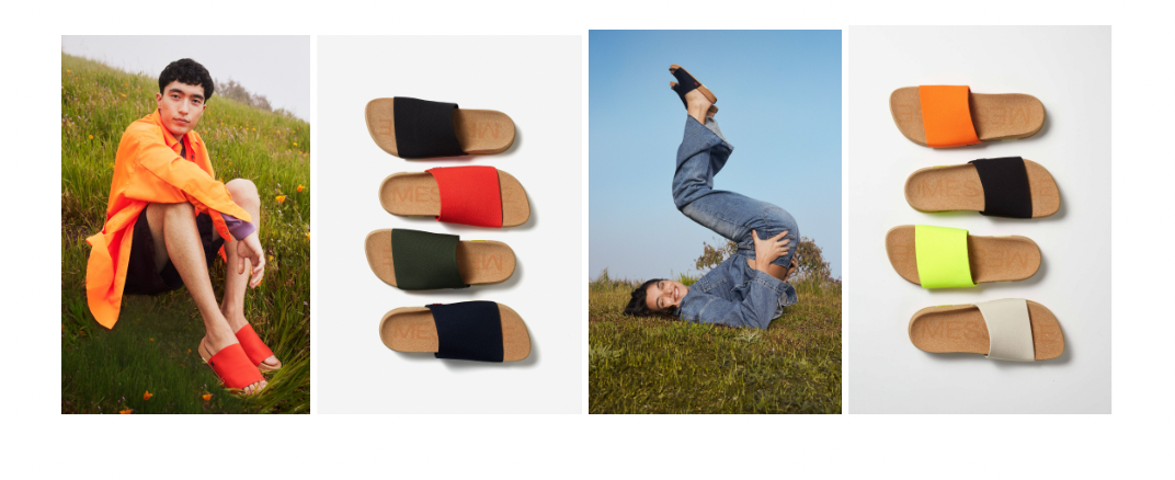 Message models showcasing the footwear brand’s slides