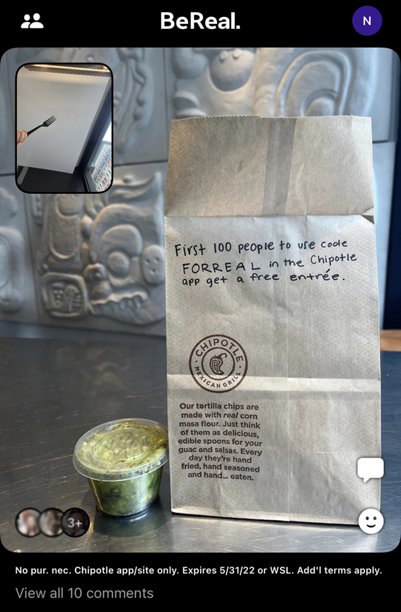 Chipotle BeReal promo