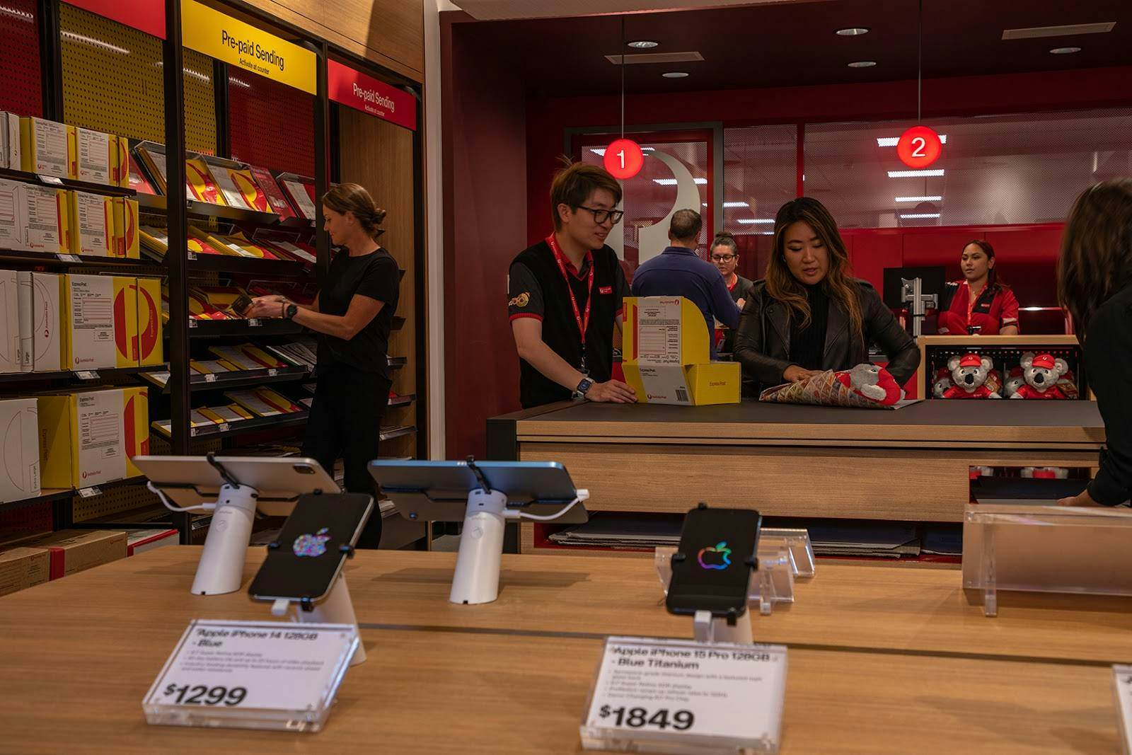 The retail section, including a small Apple Store, in Australia Post's newly designed post office in Orange, New South Wales.