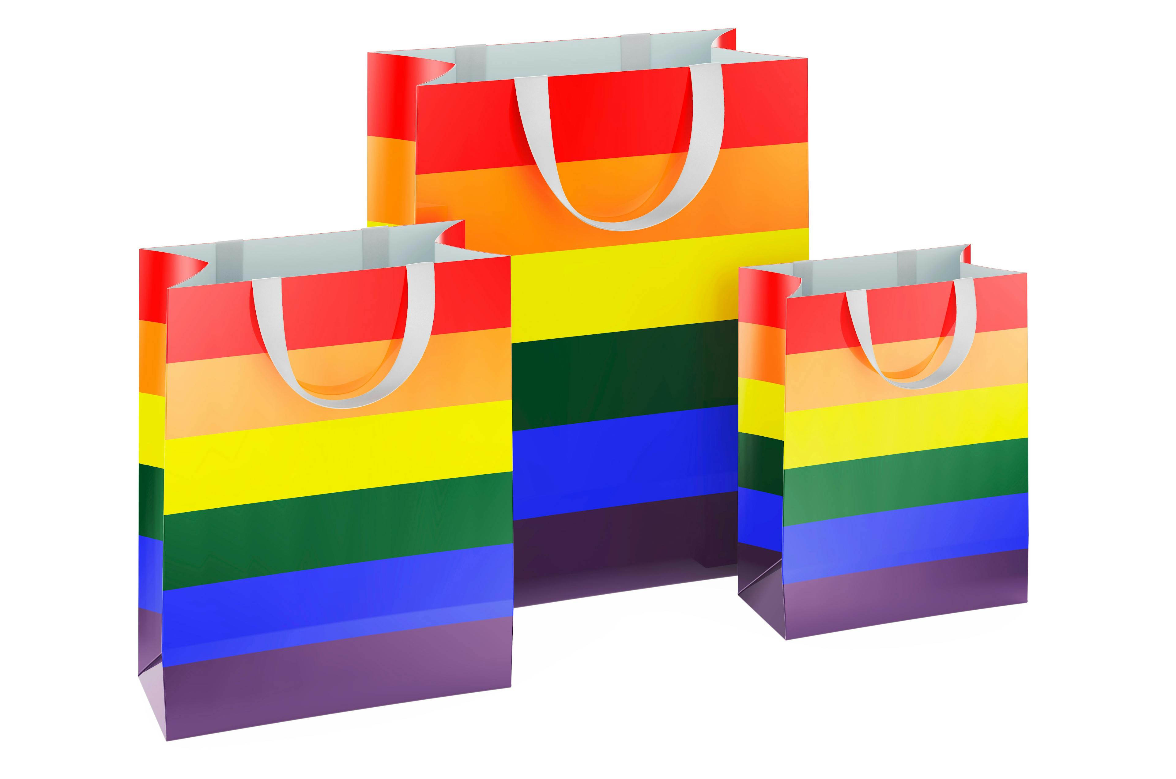 Shopping bags with rainbow colors. 