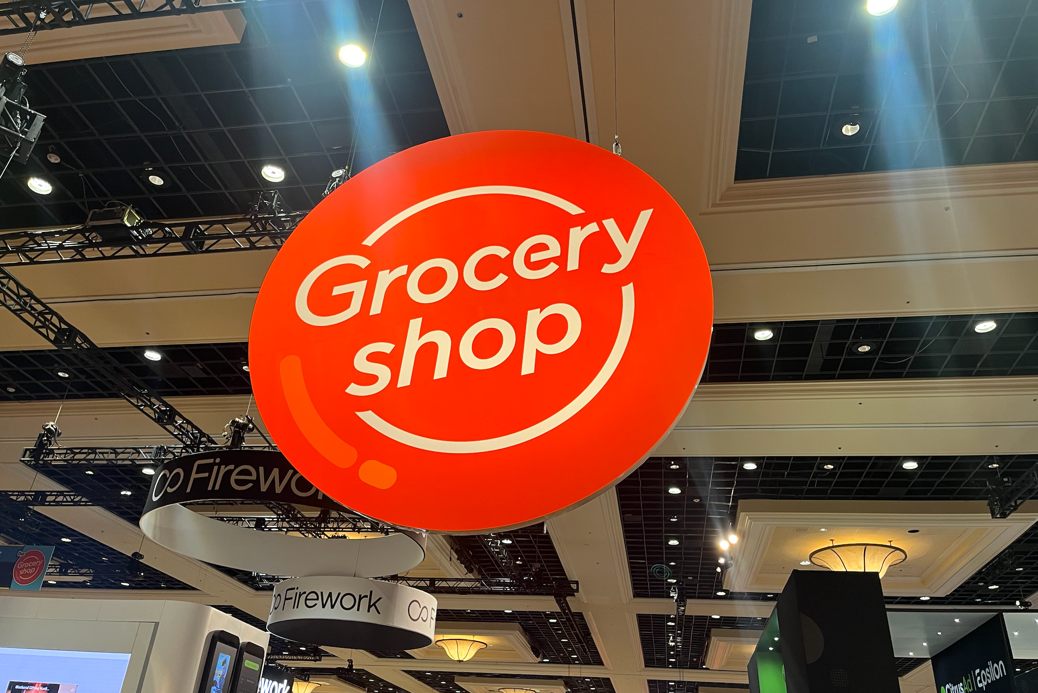 Groceryshop sign in a conference hall.