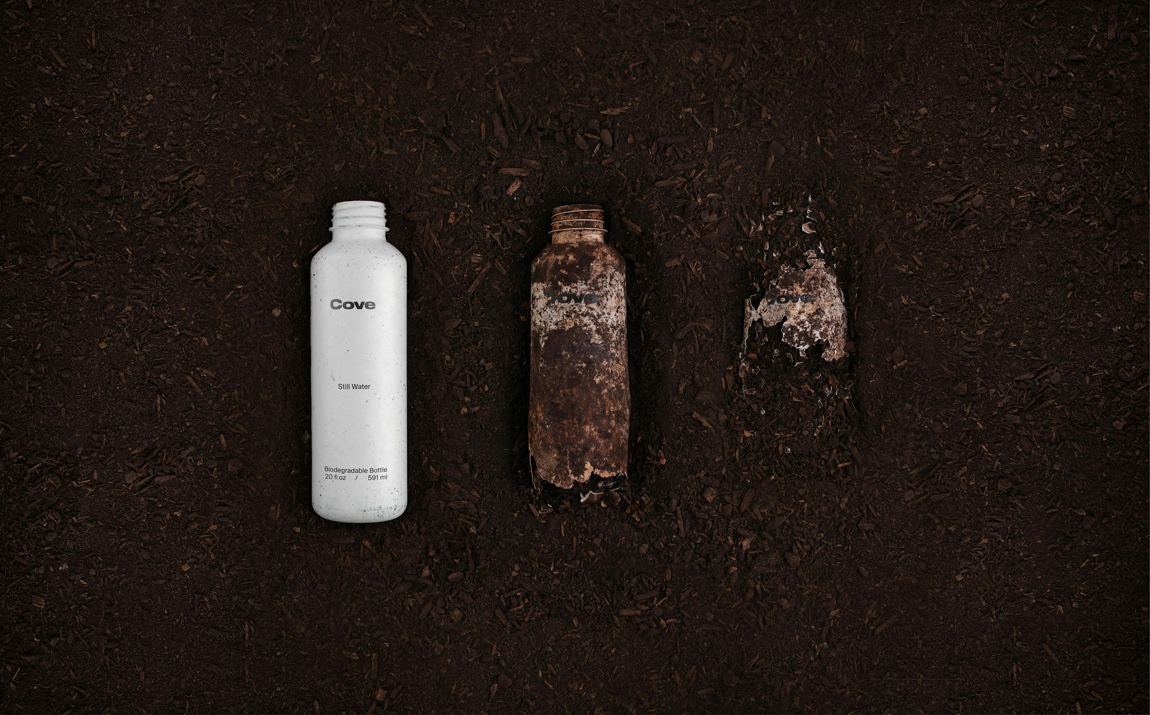 A water bottle biodegrading.
